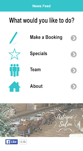 Android application Astique Salon screenshort