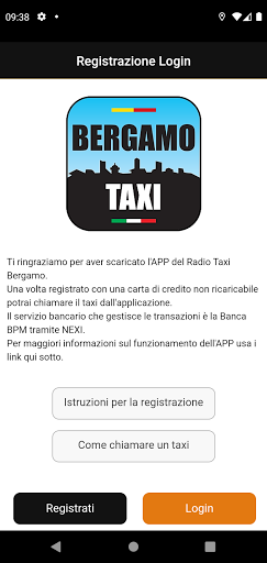 Android application App Taxi Bergamo screenshort
