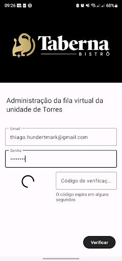 Android application Administração de fila Taberna screenshort