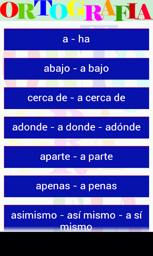 Android application ORTOGRAFIA ESPAÑOL screenshort
