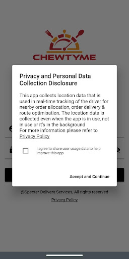 Android application ChewTyme Driver screenshort