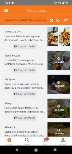 Android application Naofood screenshort
