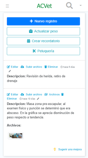 Android application ACVet screenshort