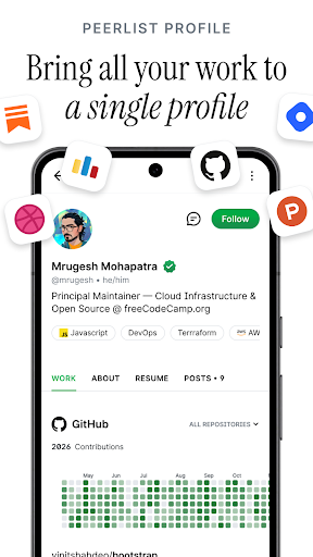Android application Peerlist: Professional Network screenshort