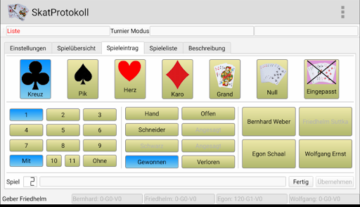 Android application SkatProtokoll screenshort