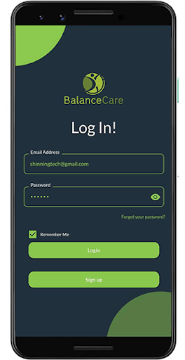 Android application Balance Care screenshort