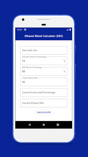Screenshot of Ethanol Blend Calculator E85