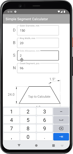 Android application Simple Segment Calculator screenshort