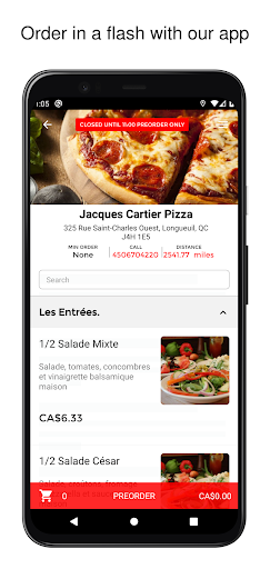 Android application Jacques-Cartier Pizza screenshort