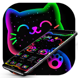 Colorful Neon Black Cat Theme icon