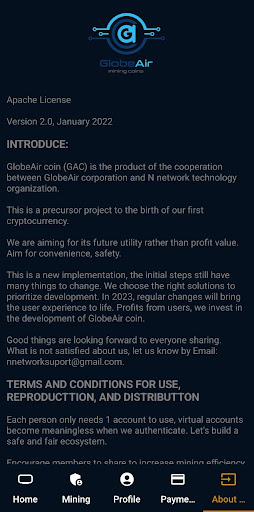 Android application GlobeAir Coin screenshort