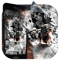 Smoky Poker Skull Launcher Theme Live HD Wallpaper