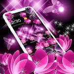 Cover Image of Download Neon Pink Black Butterfly Flower Theme 1.1.3 APK