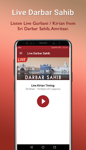 Android application Live Darbar Sahib screenshort