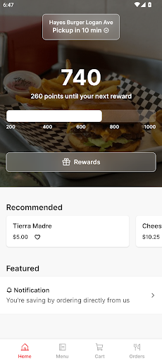 Android application Hayes Burger screenshort