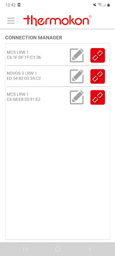Android application Thermokon LRWapp screenshort
