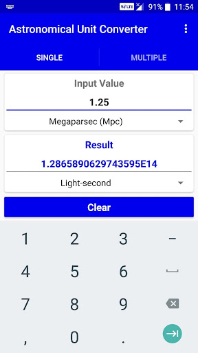 Astronomical Unit Converter Screen 3
