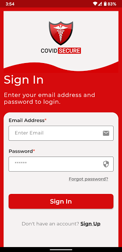 Android application Covid Secure screenshort