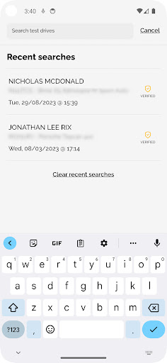 Android application Test Drive screenshort