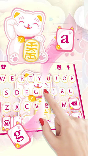 Pastel Lucky Cat Keyboard Them Screen 2