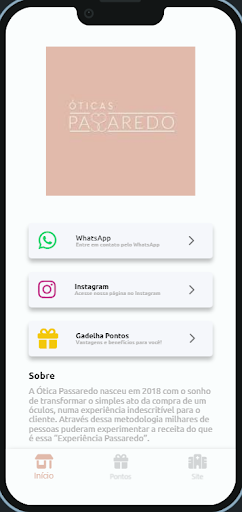 Android application Oticas Passaredo - Fidelidade screenshort