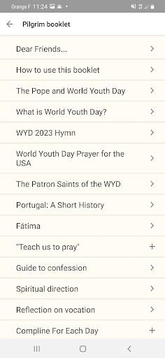 WYD 2023 Pilgrim’s Guide Screen 3