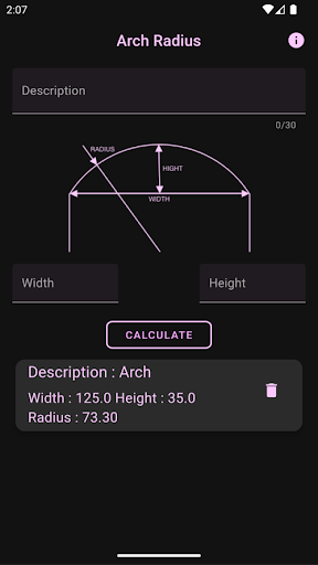 Android application Arch Radius screenshort