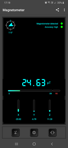 Screenshot of Magnetometer