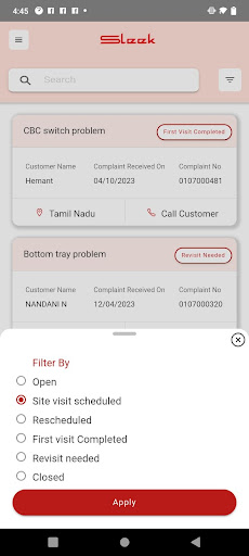 Sleek Complaints Screen 3