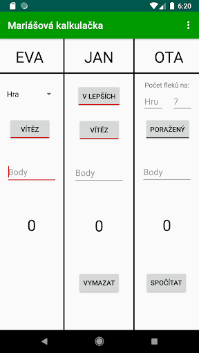 Mariášová kalkulačka Screen 3