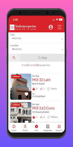 Sialkot Properties Screen 2