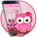 Pink Owl Bow Live wallpaper icon