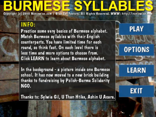 Android application Burmese Syllables screenshort