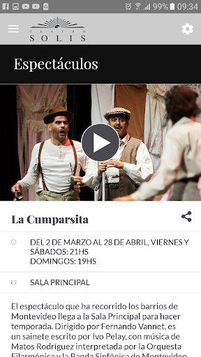 Android application Teatro Solís screenshort