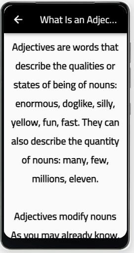 Android application adjective words screenshort