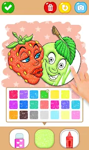 Fruit Glitter Coloring & Learn