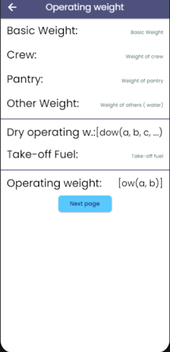 Manual loadsheet Screen 2