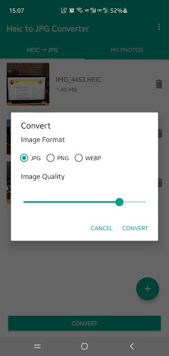 Heic to JPG/PNG/WEBP Converter Screen 3