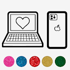 Coloring Laptop phone Glitter 