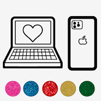 Drawing Glitter Laptop Smartphone Coloring Book