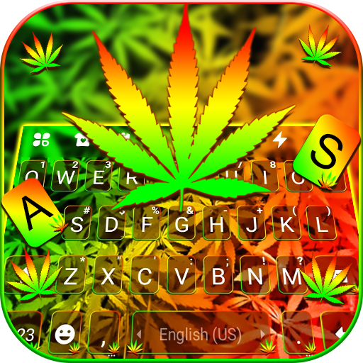 Bright Neon Weed Keyboard Back  Icon