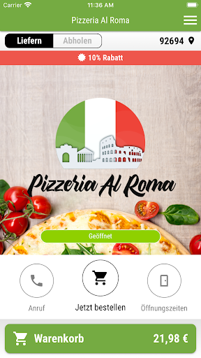 Android application Pizzeria Al Roma screenshort
