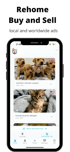 Android application Pets Home: Buy & Sell Pets screenshort