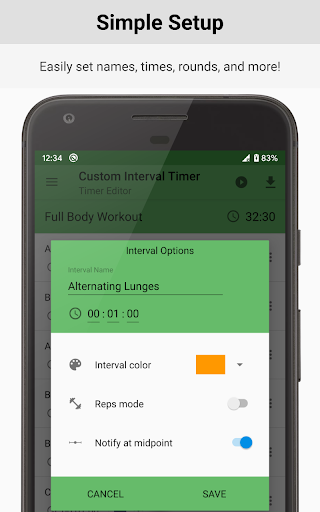 Custom Interval Timer: Workout Screen 3
