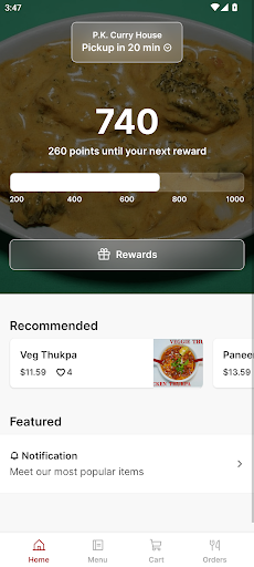 Android application P.K Curry House screenshort