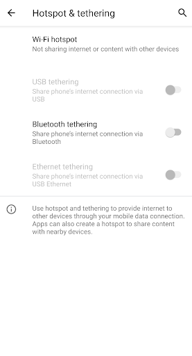 Hotspot and Tethering shortcut