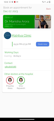 Matritva Clinic Screen 3