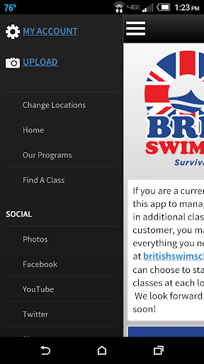 Android application British Swim School screenshort
