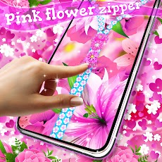 Pink flower zipper lock screenのおすすめ画像1