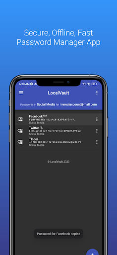 Android application LocalVault - Password Manager screenshort